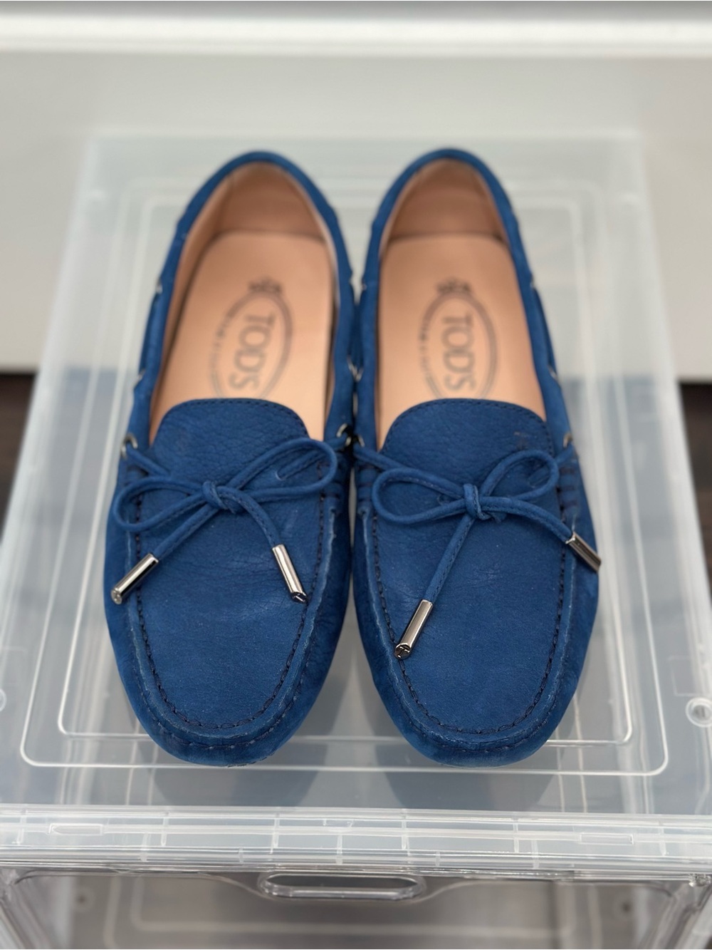 Tod's Navy Blue Suede Driving Loafers Size 5